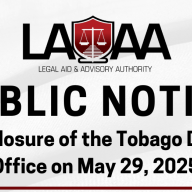 Public Notice - Early Closure of Tobago District Office (May 29)