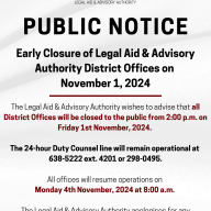 Notice of Early Closure - Nov. 1