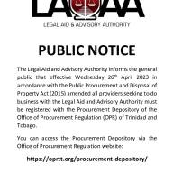 Public Notice - Registration with Procurement Depository